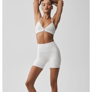 ALO Yoga White High-Waist Airbrush Biker Short